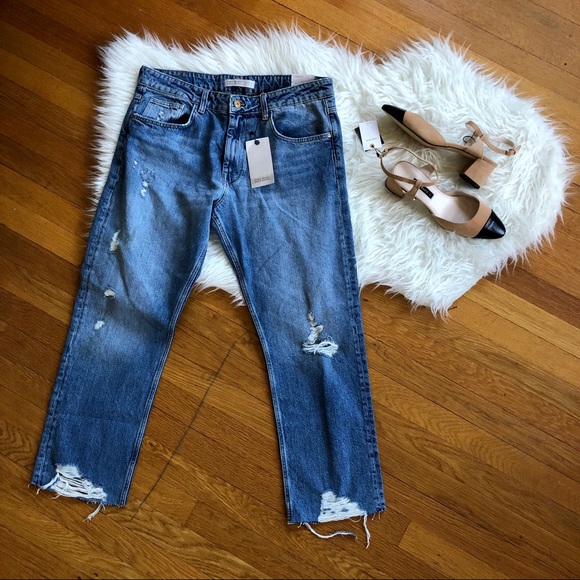 Zara Denim - Zara | NWT Cigarette Distressed Raw Hem Crop